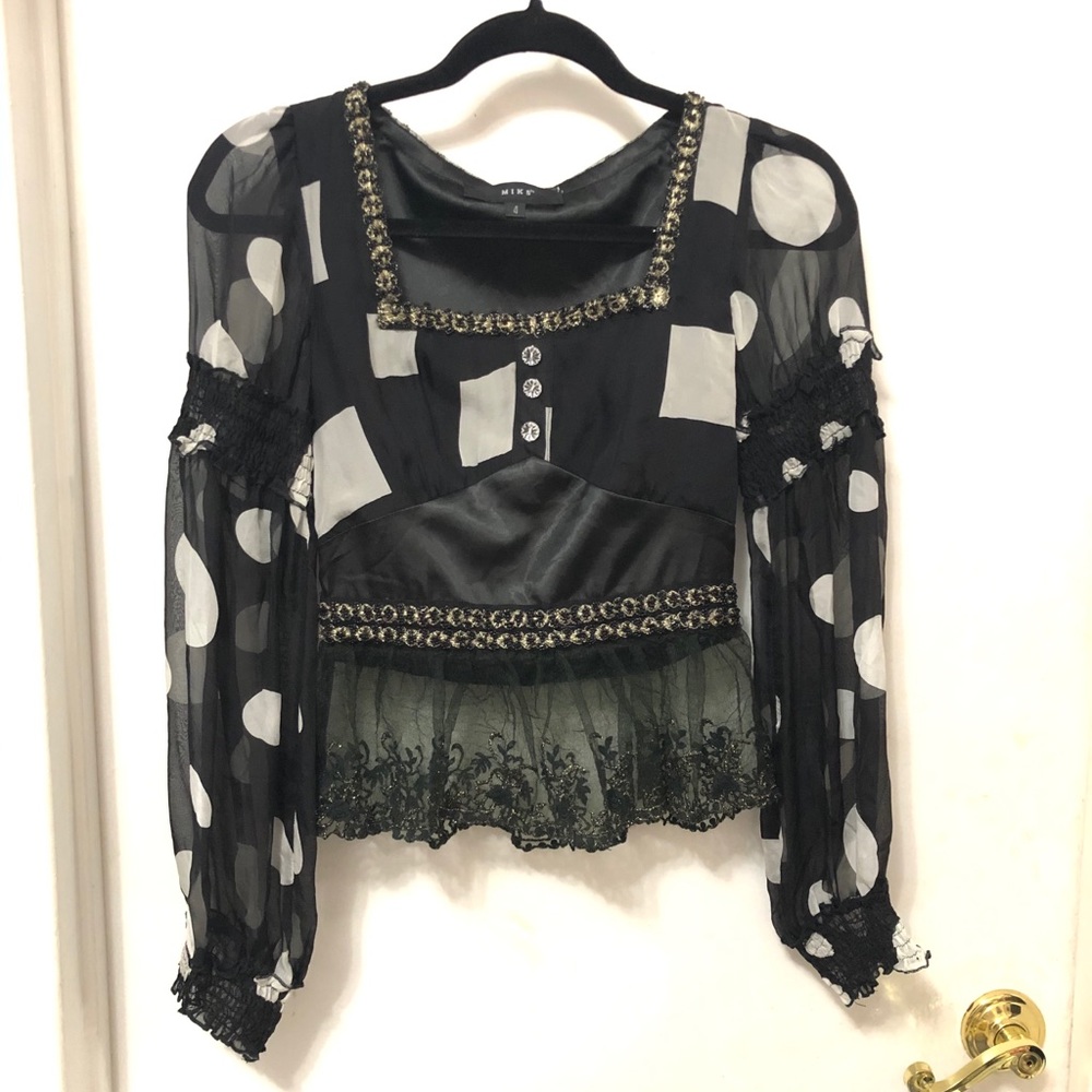 Vintage Print Long Sleeve  Top